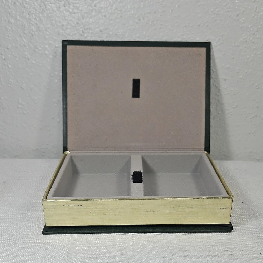 Vintage Reader's Digest Green and Gold Faux Book Velveteen Secret Storage Box